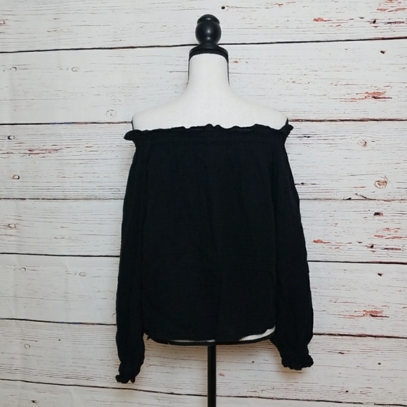 ZARA // black off shoulder boho peasant top - Picture 8 of 8